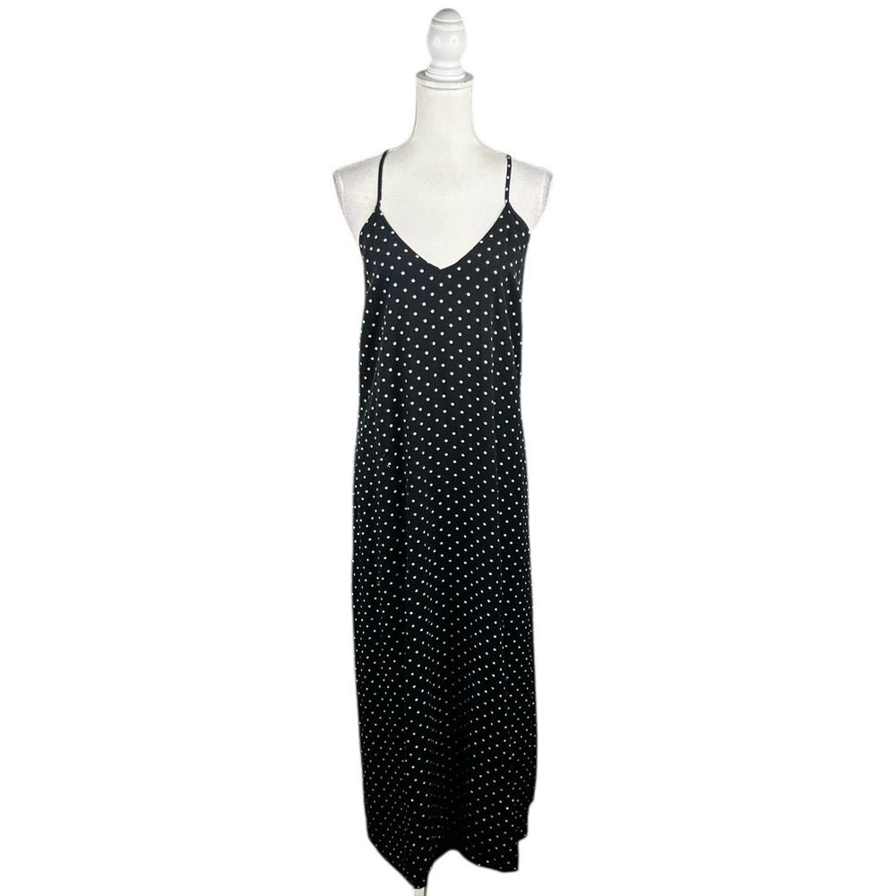 Old Navy Black White Polka Dot Summer Spring Casual Vacation Maxi Dress‎ Size L